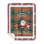 Personalized Gift Tartan Plaid Blanket Clan Wilson With Funny Santa Snowman Reindeer Merry Christmas Gift Sherpa Blanket, blue plaid sherpa blanket,blue tartan sherpa blanket,Buchan,buffalo plaid sherpa blanket,christmas sherpa blanket,Christmas Throw Blanket
