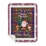 Personalized Gift Tartan Plaid Blanket Clan Adam Ancient With Funny Santa Snowman Reindeer Merry Christmas Gift Sherpa Blanket, blue plaid sherpa blanket,blue tartan sherpa blanket,Buchan,buffalo plaid sherpa blanket,christmas sherpa blanket,Christmas Throw Blanket
