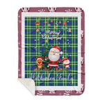 Personalized Gift Tartan Plaid Blanket Clan Haliburton With Funny Santa Snowman Reindeer Merry Christmas Gift Sherpa Blanket, blue plaid sherpa blanket,blue tartan sherpa blanket,Buchan,buffalo plaid sherpa blanket,christmas sherpa blanket,Christmas Throw Blanket