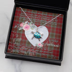 Sea Turtle Necklace Gift for My Beautiful Girlfriend Valentines Necklace Clan Lindsay Tartan Blue Turtle Necklace