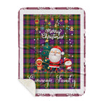 Personalized Gift Tartan Plaid Blanket Clan Carnegie With Funny Santa Snowman Reindeer Merry Christmas Gift Sherpa Blanket, blue plaid sherpa blanket,blue tartan sherpa blanket,Buchan,buffalo plaid sherpa blanket,christmas sherpa blanket,Christmas Throw Blanket