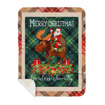 Personalized Gift Plaid Tartan Blanket Clan Gordon Fabric With Moose Lover Xmas Gift Santa Riding Buffalo Plaid Christmas Sherpa Blanket
