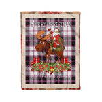 Personalized Gift Plaid Tartan Blanket Clan MacPherson Hunting Modern With Moose Lover Xmas Gift Santa Riding Christmas Fleece Blanket
