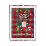 Personalized Gift Tartan Plaid Blanket Clan MacFarlane Red With Funny Santa Snowman Reindeer Merry Christmas Fleece Blanket, Home Living Room, Plaid Blanket, Tartan Blanket, Scottish Blanket, Buffalo fleece blanket, Christmas Blanket