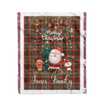 Personalized Gift Tartan Plaid Blanket Clan Innes Ancient With Funny Santa Snowman Reindeer Merry Christmas Fleece Blanket, Home Living Room, Plaid Blanket, Tartan Blanket, Scottish Blanket, Buffalo fleece blanket, Christmas Blanket