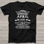 Scotstee Shop - 40th Birthday Gifts For Legends Born In April 1981 Birthday Shirt Funny 40th Birthday T Shirts