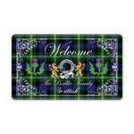 Scotstee Shop - Doormat - Welcome Mat Scottish Clan Badge Baillie Tartan Door Mat, Plaid Doormat With Thistle and Two Lion Scottish