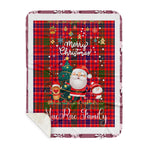 Personalized Gift Tartan Plaid Blanket Clan MacRae With Funny Santa Snowman Reindeer Merry Christmas Gift Sherpa Blanket, blue plaid sherpa blanket,blue tartan sherpa blanket,Buchan,buffalo plaid sherpa blanket,christmas sherpa blanket,Christmas Throw Blanket