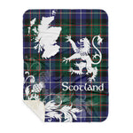 Sherpa Blanket - Tartan Blanket Thistle and Lion Scottish Clan MacRae Hunting Modern Plaid Blanket, plaid sherpa blanket queen,purple sherpa blanket,queen sherpa blanket,queen size sherpa blanket,red sherpa blanket,scottish tartan blankets,sherpa blanket,sherpa christmas blanket