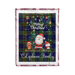 Personalized Gift Tartan Plaid Blanket Clan Colquhoun With Funny Santa Snowman Reindeer Merry Christmas Fleece Blanket, Home Living Room, Plaid Blanket, Tartan Blanket, Scottish Blanket, Buffalo fleece blanket, Christmas Blanket