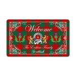 Doormat - Welcome Mat Scottish Clan Badge Erskine Tartan Door Mat, Plaid Doormat With Thistle and Two Lion Scottish