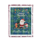Personalized Gift Tartan Plaid Blanket Clan Hamilton Hunting Ancient With Funny Santa Snowman Reindeer Merry Christmas Fleece Blanket, Christmas Blanket, Plaid Blanket, Tartan Blanket,Scottish Blanket