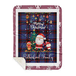 Personalized Gift Tartan Plaid Blanket Clan Rutherford Hunting With Funny Santa Snowman Reindeer Merry Christmas Gift Sherpa Blanket, blue plaid sherpa blanket,blue tartan sherpa blanket,Buchan,buffalo plaid sherpa blanket,christmas sherpa blanket,Christmas Throw Blanket