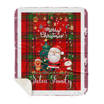 Personalized Gift Tartan Plaid Blanket Clan Seton With Funny Santa Snowman Reindeer Merry Christmas Gift Sherpa Blanket, blue plaid sherpa blanket,blue tartan sherpa blanket,Buchan,buffalo plaid sherpa blanket,christmas sherpa blanket,Christmas Throw Blanket