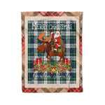 Personalized Gift Plaid Tartan Blanket Clan Gordon Dress Ancient With Moose Lover Xmas Gift Santa Riding Christmas Fleece Blanket