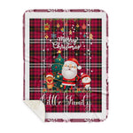 Personalized Gift Tartan Plaid Blanket Clan Little With Funny Santa Snowman Reindeer Merry Christmas Gift Sherpa Blanket, blue plaid sherpa blanket,blue tartan sherpa blanket,Buchan,buffalo plaid sherpa blanket,christmas sherpa blanket,Christmas Throw Blanket