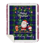Personalized Gift Tartan Plaid Blanket Clan MacKinlay Modern With Funny Santa Snowman Reindeer Merry Christmas Gift Sherpa Blanket, blue plaid sherpa blanket,blue tartan sherpa blanket,Buchan,buffalo plaid sherpa blanket,christmas sherpa blanket,Christmas Throw Blanket