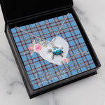 Sea Turtle Necklace Gift for My Beautiful Girlfriend Valentines Necklace Clan Elliot Ancient Tartan Blue Turtle Necklace