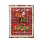 Personalized Gift Plaid Tartan Blanket Clan Pennington With Moose Lover Xmas Gift Santa Riding Christmas Fleece Blanket