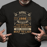Scotstee Shop - 41st Birthday Gifts 41 Years Old Retro Born In April 1980 Birthday Shirt