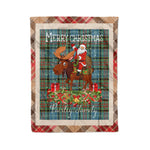 Personalized Gift Plaid Tartan Blanket Clan Paisley With Moose Lover Xmas Gift Santa Riding Christmas Fleece Blanket