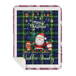 Personalized Gift Tartan Plaid Blanket Clan Baillie With Funny Santa Snowman Reindeer Merry Christmas Gift Sherpa Blanket, blue plaid sherpa blanket,blue tartan sherpa blanket,Buchan,buffalo plaid sherpa blanket,christmas sherpa blanket,Christmas Throw Blanket