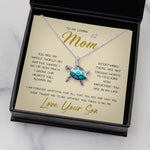 To My Loving Mom Necklace You Are Important To Me Gift For Her Mother's Day Mother's Day  Sea Turtle Necklace