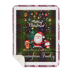 Personalized Gift Tartan Plaid Blanket Clan Cunningham Hunting With Funny Santa Snowman Reindeer Merry Christmas Gift Sherpa Blanket, blue plaid sherpa blanket,blue tartan sherpa blanket,Buchan,buffalo plaid sherpa blanket,christmas sherpa blanket,Christmas Throw Blanket