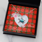 Sea Turtle Necklace Gift for My Beautiful Girlfriend Valentines Necklace Clan Darroch Tartan Blue Turtle Necklace