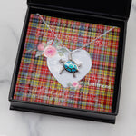 Sea Turtle Necklace Gift for My Beautiful Girlfriend Valentines Necklace Clan Drummond Of Strathallan Tartan Blue Turtle Necklace