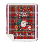 Personalized Gift Tartan Plaid Blanket Clan MacFarlane Red With Funny Santa Snowman Reindeer Merry Christmas Gift Sherpa Blanket, blue plaid sherpa blanket,blue tartan sherpa blanket,Buchan,buffalo plaid sherpa blanket,christmas sherpa blanket,Christmas Throw Blanket