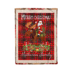 Personalized Gift Plaid Tartan Blanket Clan Matheson With Moose Lover Xmas Gift Santa Riding Christmas Fleece Blanket