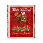 Personalized Gift Plaid Tartan Blanket Clan Lumsden of Kintore With Moose Lover Xmas Gift Santa Riding Christmas Fleece Blanket