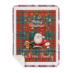 Personalized Gift Tartan Plaid Blanket Clan MacLean Of Duart With Funny Santa Snowman Reindeer Merry Christmas Gift Sherpa Blanket, blue plaid sherpa blanket,blue tartan sherpa blanket,Buchan,buffalo plaid sherpa blanket,christmas sherpa blanket,Christmas Throw Blanket