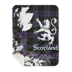 Sherpa Blanket - Tartan Blanket Thistle and Lion Scottish Clan Clergy Purple Plaid Blanket, plaid sherpa blanket queen,purple sherpa blanket,queen sherpa blanket,queen size sherpa blanket,red sherpa blanket,scottish tartan blankets,sherpa blanket,sherpa christmas blanket