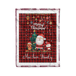 Personalized Gift Tartan Plaid Blanket Clan MacIver Red With Funny Santa Snowman Reindeer Merry Christmas Fleece Blanket, Home Living Room, Plaid Blanket, Tartan Blanket, Scottish Blanket, Buffalo fleece blanket, Christmas Blanket