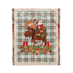 Personalized Gift Plaid Tartan Blanket Clan Grant of Achnarrow With Moose Lover Xmas Gift Santa Riding Christmas Fleece Blanket