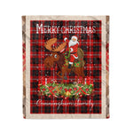 Personalized Gift Plaid Tartan Blanket Clan Cunningham With Moose Lover Xmas Gift Santa Riding Christmas Fleece Blanket