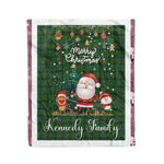 Personalized Gift Tartan Plaid Blanket Clan Kennedy Hunting With Funny Santa Snowman Reindeer Merry Christmas Fleece Blanket, Home Living Room, Plaid Blanket, Tartan Blanket, Scottish Blanket, Buffalo fleece blanket, Christmas Blanket