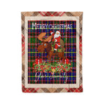Personalized Gift Plaid Tartan Blanket Clan Glas With Moose Lover Xmas Gift Santa Riding Christmas Fleece Blanket