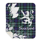 Sherpa Blanket - Tartan Blanket Thistle and Lion Scottish Clan Graham Of Montrose Modern Plaid Blanket, plaid sherpa blanket queen,purple sherpa blanket,queen sherpa blanket,queen size sherpa blanket,red sherpa blanket,scottish tartan blankets,sherpa blanket,sherpa christmas blanket