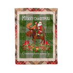 Personalized Gift Plaid Tartan Blanket Clan Cunningham Dress Green Dancers With Moose Lover Xmas Gift Santa Riding Christmas Fleece Blanket
