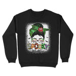 Spooky Mama Messy Bun Skull Mom Monster Bleached Halloween Womens Halloween Sweatshirts, Halloween Sweatshirt Plus Size - Scotstee Shop