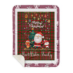 Personalized Gift Tartan Plaid Blanket Clan MacAlister Ancient With Funny Santa Snowman Reindeer Merry Christmas Gift Sherpa Blanket, blue plaid sherpa blanket,blue tartan sherpa blanket,Buchan,buffalo plaid sherpa blanket,christmas sherpa blanket,Christmas Throw Blanket