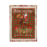 Personalized Gift Plaid Tartan Blanket Clan Gartshore With Moose Lover Xmas Gift Santa Riding Christmas Fleece Blanket