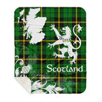 Sherpa Blanket - Tartan Blanket Thistle and Lion Scottish Clan Wallace Hunting Plaid Blanket, plaid sherpa blanket queen,purple sherpa blanket,queen sherpa blanket,queen size sherpa blanket,red sherpa blanket,scottish tartan blankets,sherpa blanket,sherpa christmas blanket