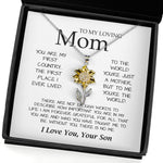 To My Loving Mom Necklace You're The World Necklace Gift For Mom From Son Sunflower Pendant Necklace