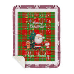 Personalized Gift Tartan Plaid Blanket Clan Peter With Funny Santa Snowman Reindeer Merry Christmas Gift Sherpa Blanket, blue plaid sherpa blanket,blue tartan sherpa blanket,Buchan,buffalo plaid sherpa blanket,christmas sherpa blanket,Christmas Throw Blanket