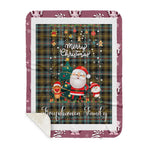 Personalized Gift Tartan Plaid Blanket Clan Farquharson Weathered With Funny Santa Snowman Reindeer Merry Christmas Gift Sherpa Blanket, blue plaid sherpa blanket,blue tartan sherpa blanket,Buchan,buffalo plaid sherpa blanket,christmas sherpa blanket,Christmas Throw Blanket