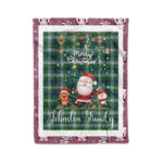Personalized Gift Tartan Plaid Blanket Clan Johnston Dress With Funny Santa Snowman Reindeer Merry Christmas Fleece Blanket, Home Living Room, Plaid Blanket, Tartan Blanket, Scottish Blanket, Buffalo fleece blanket, Christmas Blanket